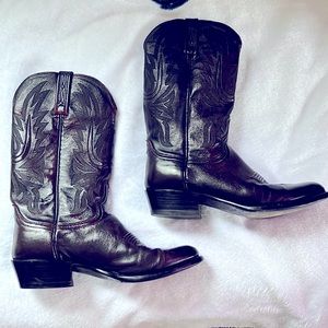 LUCCHESE M1021.R4 CARSON MENS BLACK CHERRY LONESTAR CALFSKIN BOOTS 9-1/2